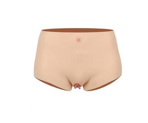 WISFANCY Hommes Culotte en Silicone Culotte de Forme Faux Vagin sous-vêtements Réaliste Sissy Boxer Caleçon Dissimulation Pussy Pantalon pour Travestis Transgender Dragqueen Cosplay, Ivoire Blanc, S