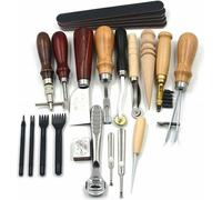 WISFOR 18pcs Outils de cuir DIY Aiguilles de cuir Rabot de cuir Couture Perforateur Sculpture Stitching Set