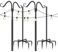 WISFOR 2 PCS Crochet de berger de jardin Crochet de berger en métal Tige de jardin avec crochet Tige de lanterne pour cages à oiseaux, lampes solaires, lanternes, mariages, paniers de plantes