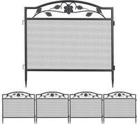 WISFOR 5 pièces Set de clôture de parterre, 80cm de haut, palissade de jardin, clôture à emboîter en métal, bordure de parterre, clôture noire