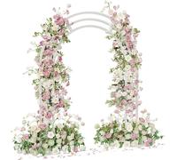 WISFOR Arc de mariage 2.6m Cadre de fond en métal Décoration de ballons Cabine photo DIY Cadre floral en fer Arc de mariage pour la décoration de mariage Extérieur Intérieur, blanc