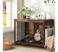 WISFOR Cage pour chien avec 2 portes, Box pour chien Maison pour chien avec surface de table, Box de transport Cage en fil métallique, Caisse pour chien Table d'appoint, 97,5 x 59 x 75,7 cm