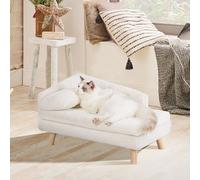 WISFOR Canapé pour chien Canapé pour chat avec dossier, lit pour chien Canapé pour chien surélevé avec coussin pour chat, luxe étanche, 80 x 50 x 39 cm