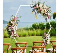 WISFOR DIY arc de mariage décoratif jardin fond hexagonal cadre de l'arc de fleurs mariage arc pour la décoration de mariage en plein air à l'intérieur 2m