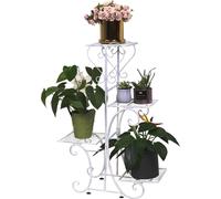 WISFOR Escalier blanc pour fleurs Métal 4 niveaux Étagère pour fleurs Étagère pour plantes pour balcon jardin, 81×57×26cm