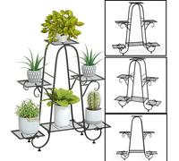 WISFOR Étagère à plantes Balcon Étagère à fleurs Outdoor Escalier à fleurs en métal Support à fleurs à plusieurs étages, 79×84×24,5cm