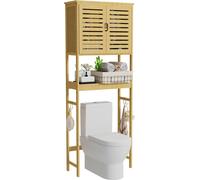 WISFOR Étagère de salle de bain Étagère de toilettes, Étagère de salle de bain avec placard, Étagère pour machine à laver Peu encombrante, protection anti-basculement incluse