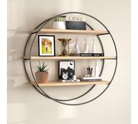 WISFOR Étagère murale ronde Étagère suspendue avec 3 niveaux Wandboard Vintage Étagère de cuisine Étagère de salle de bain 50cm