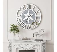 WISFOR Grande horloge murale sans tic-tac, 60cm de diamètre Chiffres romains Salon Chambre Couloir