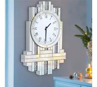 WISFOR Horloge suspendue ronde Horloge murale décorative avec chiffres romains Salon Diamant 60x60cm en verre sans tic-tac Horloge de cuisine de luxe