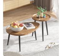 WISFOR Lot de 2 tables d'appoint, forme goutte d'eau Table basse Table basse Table de salon MDF Métal