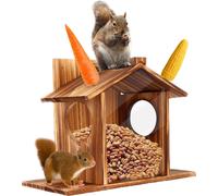 WISFOR Mangeoire pour écureuils, avec surface acrylique transparente, station d'alimentation en bois Mangeoire pour écureuils