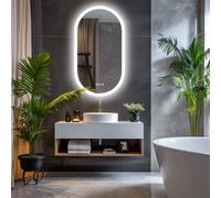 WISFOR Miroir de salle de bain LED Ovale, 60×120cm miroir mural avec interrupteur tactile, anti-buée gradable pour salle de bain chambre à coucher maquillage, 3 couleurs de lumière, IP56 économie d'én