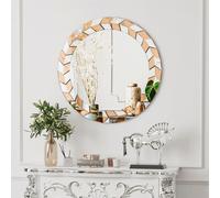 WISFOR Miroir mural rond 60CM Miroir mural décoration Miroir de salle de bain Miroir de maquillage Miroir de salle de bain Miroir d'entrée