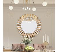 WISFOR Miroir mural rond avec forme de soleil 80CM Miroir mural décoration Miroir de salle de bain Miroir de maquillage Miroir d'entrée