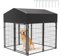 WISFOR Outdoor chenil avec toit, 127x120x134cm, niche pour chien avec protection solaire, cage pour chien animal maison pour chien en métal