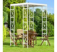 WISFOR Pavillon de roses en métal avec toit, arc de plantation rosiers aide à la grimpette, pavillon de jardin pour plantes grimpantes, pour jardin mariage, 270x180cm