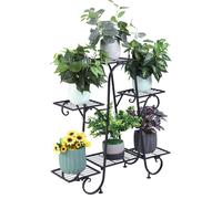 WISFOR Porte-fleurs en métal avec 4 niveaux, étagère pour plantes Escalier pour plantes Étagère pour fleurs Jardin Balcon Salon