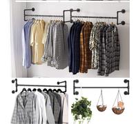 WISFOR Porte-manteau mural industriel Porte-manteau Organisation suspendue Porte-serviettes, 109 x 31 x 29.5 cm