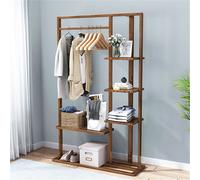 WISFOR Porte-manteau Porte-manteau avec 5 étagères en bambou, vestiaire d'entrée pour chambre à coucher, salon, magasin, 101x41x171cm