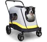 WISFOR Poussette pour chien Pliage en un clic, poussette pour chiens de taille moyenne et grande jusqu'à 50kg, remorque pour chien Sac pour chien avec poignée réglable