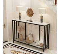 WISFOR Table console d'appoint, Table de couloir moderne Table de salon Étagère de rangement Structure métallique, Plateau de table en marbre, 120x30x78cm