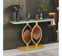 WISFOR Table console en marbre Table de couloir Table décorative Buffet avec cadre métallique Salon Entrée, vert jade