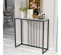 WISFOR Table console en marbre Table d'entrée Table décorative Buffet avec cadre métallique Salon Entrée, blanc émeraude & noir