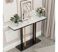 WISFOR Table console marbre Table d'entrée Table décorative Buffet table d'appoint avec cadre métallique Salon Entrée, blanc