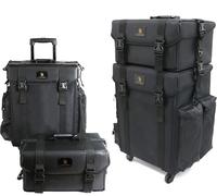 WISFOR Valise cosmétique Trolley 2-en-1 Valise de maquillage, Beautycase avec roulettes 360°, Beauty Case avec tiroirs Valise pilote Trolley de voyage Valise de coiffeur