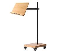 Wishacc Support de lecture pour lecture - Très large - Avec roulettes - Construction en bambou et métal - Réglable en hauteur - Pivote à 180 degrés - 39 x 28 cm