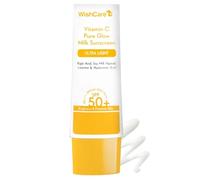 WishCare Vitamine C Pure Glow Milk Crème solaire SPF 50 PA++++ pour une peau éclatante - Écran solaire léger à large spectre SPF 50 pour peaux sèches et grasses 50 g