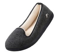 Wishcotton Pantoufles Femmes Léger Respirant Chaussons Été Coton Antidérapant en Mousse à Mémoire Intérieur et Extérieur,38 EU,Gris Foncé