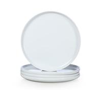 WishDeco Lot de 4 Assiettes Blanche, Assiette Plate Porcelaine 27 cm, Grandes Plats à Pizza, Plates à Salade Rondes, Dinner Plate Ceramique, Plat de Service pour Pâtes, Buffet, Entrée, Steak