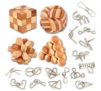 WishesMar Lot de Casse-tête en Bois et Metal 20 Pièces Classique Jouet de Puzzle éducatif Cadeau pour des Enfants et des Adulte - Casse Tete Logique Jeu Taille 5.0cm #3