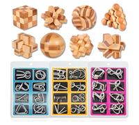 WishesMar Lot de Casse-tête en Bois et Metal 32 Pièces Classique Jouet de Puzzle éducatif Cadeau pour des Enfants et des Adulte - Casse Tete Logique Jeu Taille 5.0cm