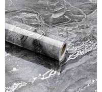 wishFIRE Papier Peint Adhesif Mural Marbre Gris Argent (40x200cm) - Aspect Marbre Épais Autocollant & Imperméable, Feuille Vinyle Brillant Haute Pour Cuisine & Meubles