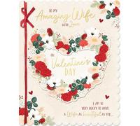 Wishing Well Carte de Saint-Valentin finie à la main avec ruban et feuille d'or 20,3 x 25,4 cm