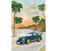 Wishing Well Studios Carte d'anniversaire pour fils avec voiture de sport 15 x 22 cm