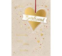 Wishing Well Studios Carte de Saint-Valentin de luxe faite à la main avec inscription « To My Boyfriend » en feuille d'or Motif cœurs 17,8 x 25,4 cm