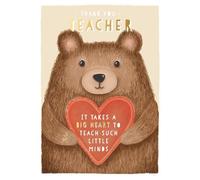 Wishing Well Thank You Teacher Carte de vœux Motif ours moelleux 12,7 x 17,8 cm