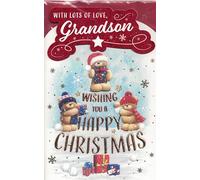 Wishing You a Happy Christmas Grandson Carte de Noël Motif oursons 22,86 x 15,24 cm