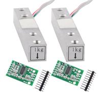 Wishiot Lot de 2 capteurs de pesée numériques 1 kg, 5 kg, 10 kg, 20 kg, haute précision pour Arduino DIY électronique portable capteurs de balance de cuisine (2 ensembles 1 kg + HX711)