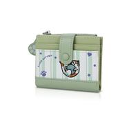WishLotus Petit portefeuille en cuir synthétique avec fente à fermeture éclair pour filles, joli chat portefeuille à deux volets pour cartes de monnaie et petite pièce de monnaie, vert, Mignon