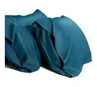 WishSmile Lot de 2 taies d'oreiller rafraîchissantes en rayonne douce et soyeuse dérivée du bambou, évacuation de l'humidité, respecte cheveux et peau, bleu sarcelle, 50,8 x 76,2 cm