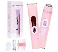 Wishstar 2 in 1 Rasoir Electrique Femme, Tondeuse Intime, Étanche Rasoirs électriques Femme, Epilateur Visage, Utilisation Humide et sèche Pour Maillot, Visage, Aisselles, Jambes, Bras, Corps (Rose)