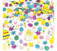 Wishstar 300pcs Mousses Gommettes Pâques, Mousse de Paillettes Stickers, Bricolage Paques Gommette Enfant, Décorations de Pâques, Artisanat DIY Albums