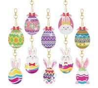 Wishstar Diamond Painting Enfant Pâques, 30pcs Diamond Painting Stickers Oeuf de Pâques lapin, kit Diamond Painting pour Garçons Filles, Cadeau Paques Enfant