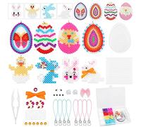 Wishstar Perles à Repasser Pâques，Perle a Repasser 10 Couleurs，Plaque Perle a Repasser de Forme Oeuf et carré，Bricolage pour Les Enfants Coffret de Perles à Repasser，Décoration de Pâques à la Main