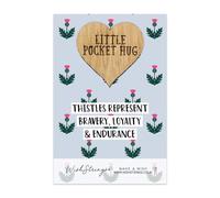 WishStrings Pocket Hug - Motif chardon | Cadeau écossais attentionné | Symbole de bravoure, de fidélité et d'endurance | Jeton souvenir sentimental